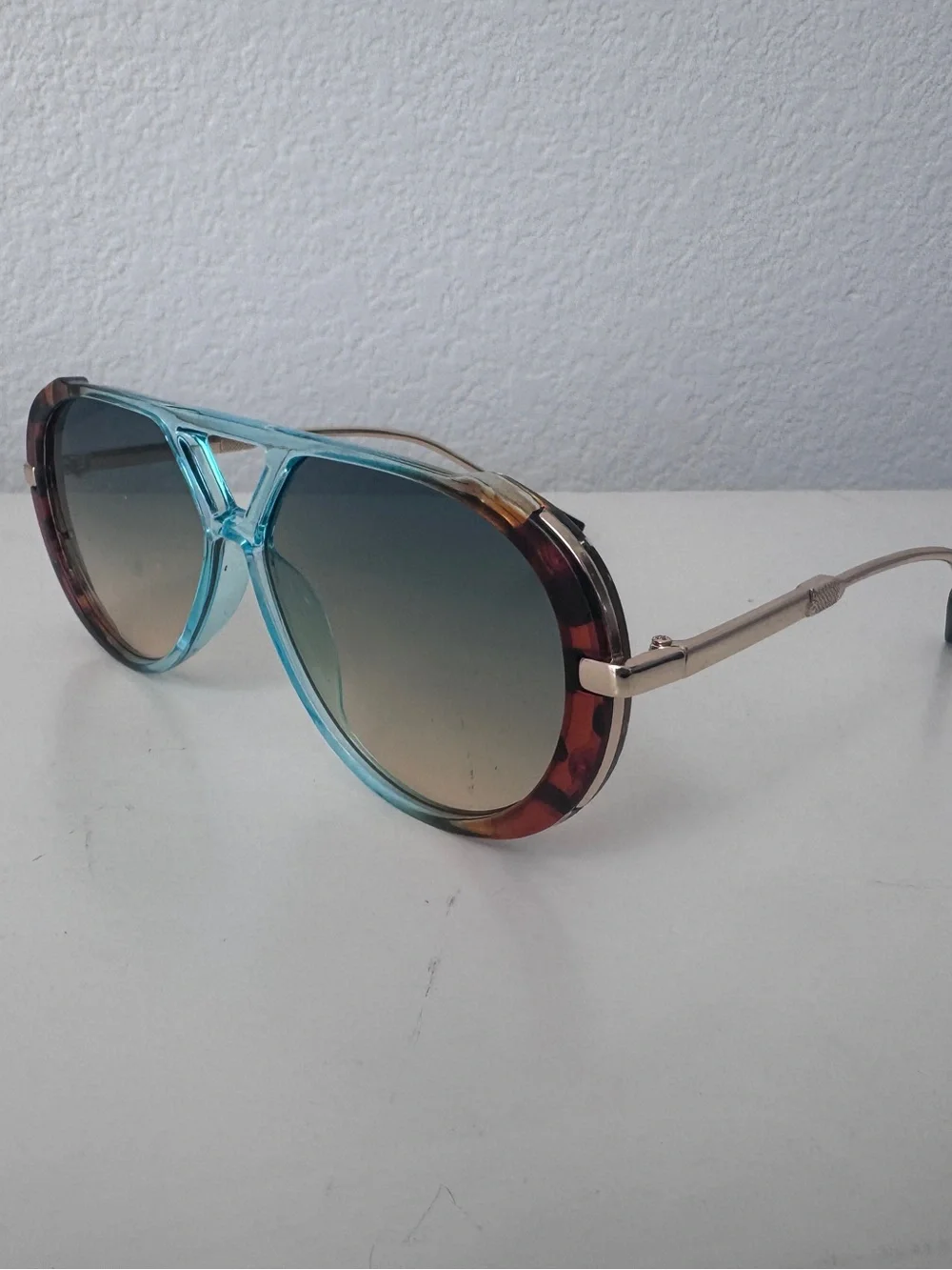 Tortoiseshell and Teal Oversized Women’s Sunglasses Lightweight